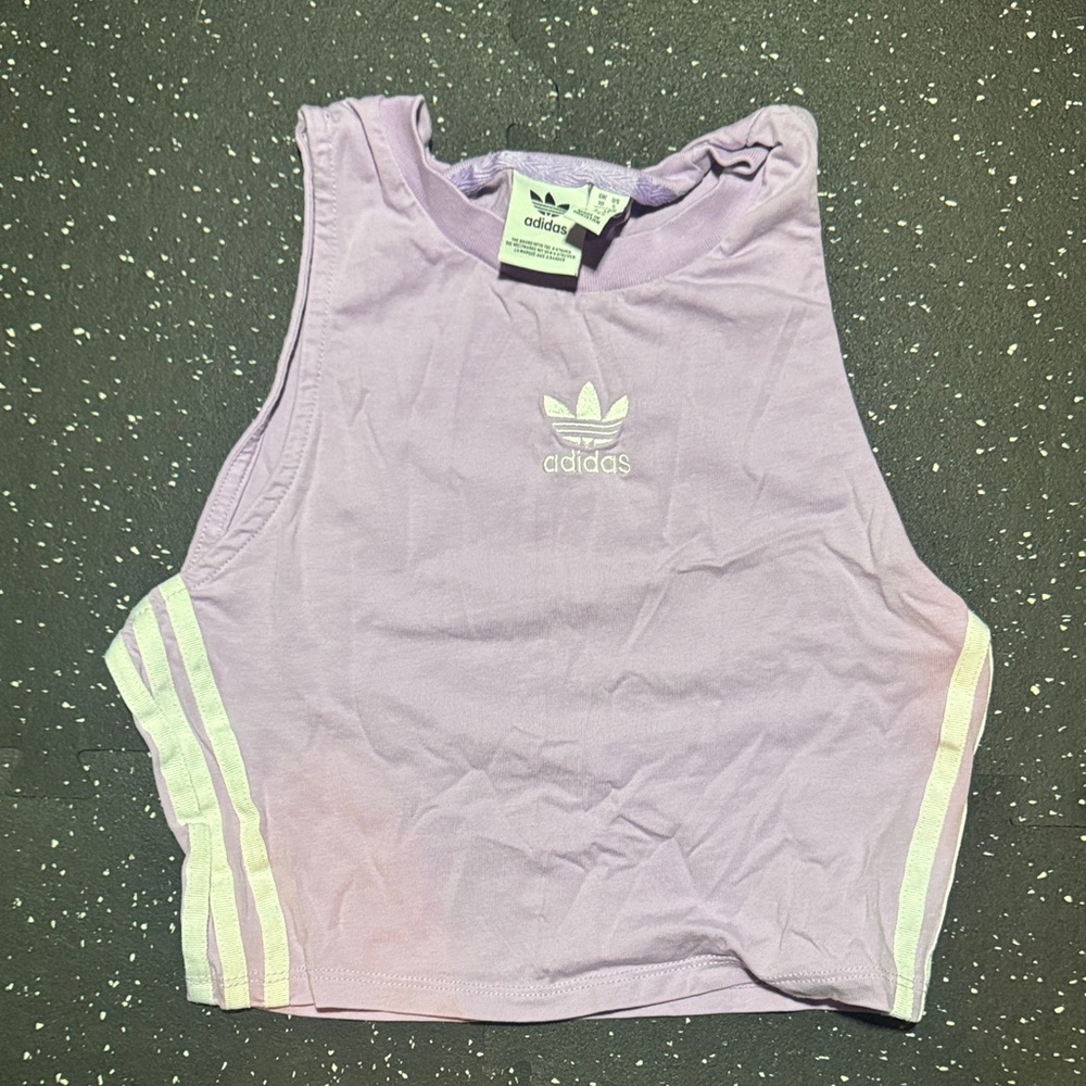 Adidas Lavender Sleeveless Top with White Stripes